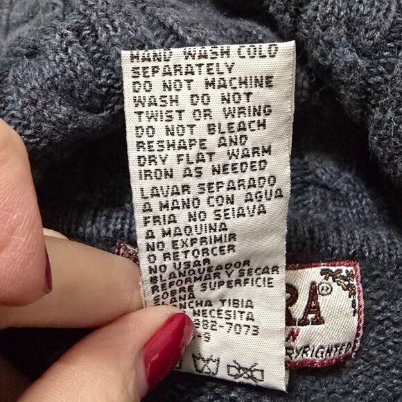 Tiara Woman Vintage Blue Fair Isle Ramie Blend Zip Front Sweater Sz 1X - Picture 8 of 8